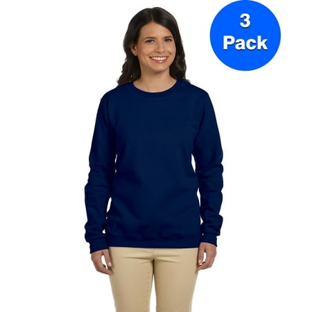 Womens 8 oz. Heavy Blend 50/50 Fleece Crew 3 Pack
