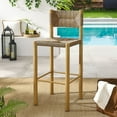 thumbnail image 2 of Bar Chair Barstool, Set of 2, Natural Brown, Wicker Rattan, Aluminum, Outdoor Patio Balcony Cafe Bistro Garden Hospitality Restaurant, Modern Contemporary, HB37358, 2 of 11
