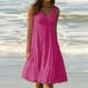 thumbnail image 5 of Vestidos de verano para mujer UMfun, moda para vacaciones, verano, color sólido, sin mangas, fiesta, playa, vestido rosa, 5 of 6
