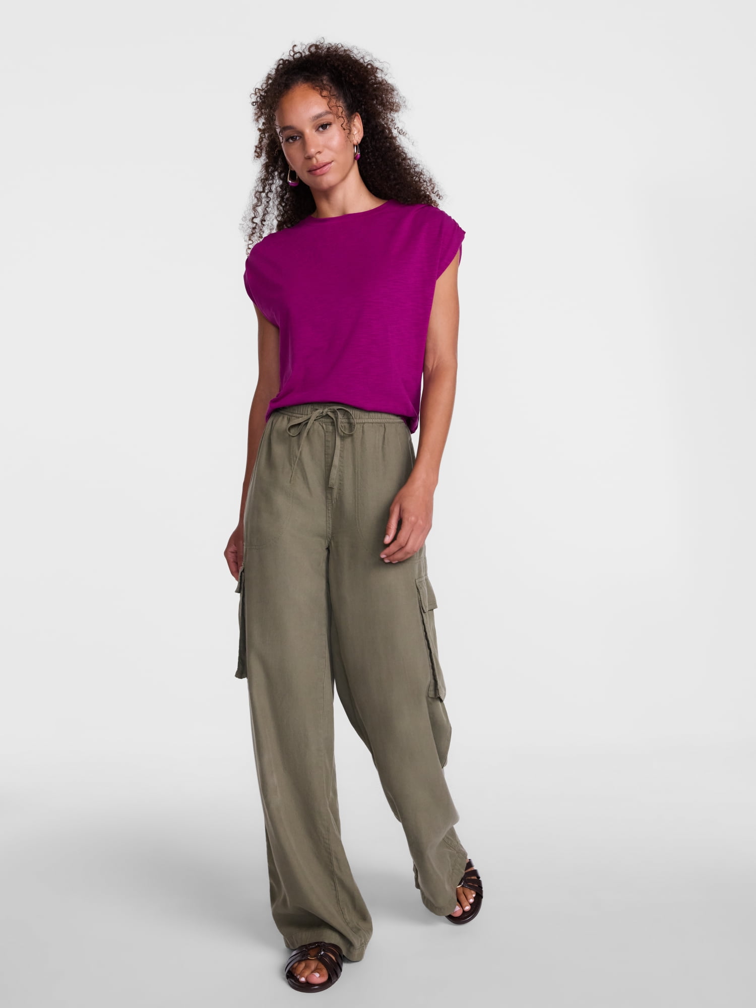 Scenario Women's and Women's Plus Shirred Shoulder Tee, Sizes XS-4X