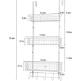 thumbnail image 7 of Over The Door Hanging Organizer Rack with 3 Mesh Baskets 5 Hooks, White, 7 of 7