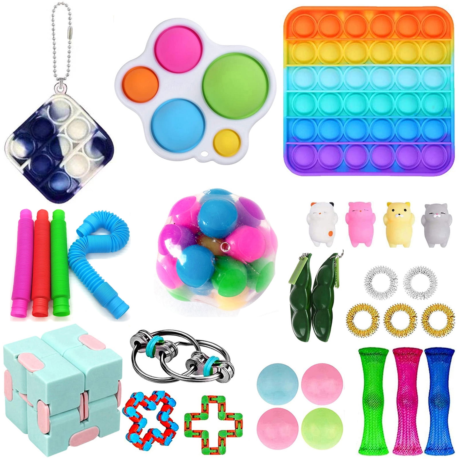 Fidget Toy Silicone Rond Multi-couleurs [LOT 2] Jeu Anti Stress