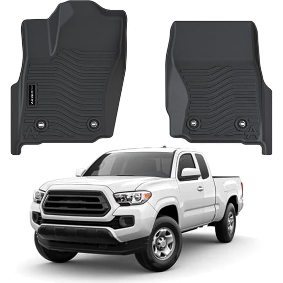 Auxko All Weather Floor Mats Fit for Toyota Tacoma 2024-2026 Double & Access Cab XtraCab Front Row Only for Automatic include Hybrid and Gas TPE Trunk Liner Tacoma Accessory Odorless Anti-Slip Black