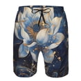 thumbnail image 4 of Yiaed Blue Golden Dream Lotus Print Men's Swim Trunks with Lining Quick Dry Sports Shorts Beach Shorts Boardshorts-3X-Large, 4 of 5