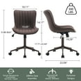 thumbnail image 3 of YOUNIKE Cute Armless Office Desk Chair Modern Upholstered Faux Leather Swivel Task Chair, Brown Same-Colored Bottom, 3 of 7