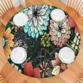 thumbnail image 2 of Pioneer Flower Floral Print Pattern Round Fitted Tablecloth with Elastic Edge,Dining Table Cover Waterproof,Outdoor Round Tablecloth for Camping,Dining,Indoor and Outdoor, 2 of 7