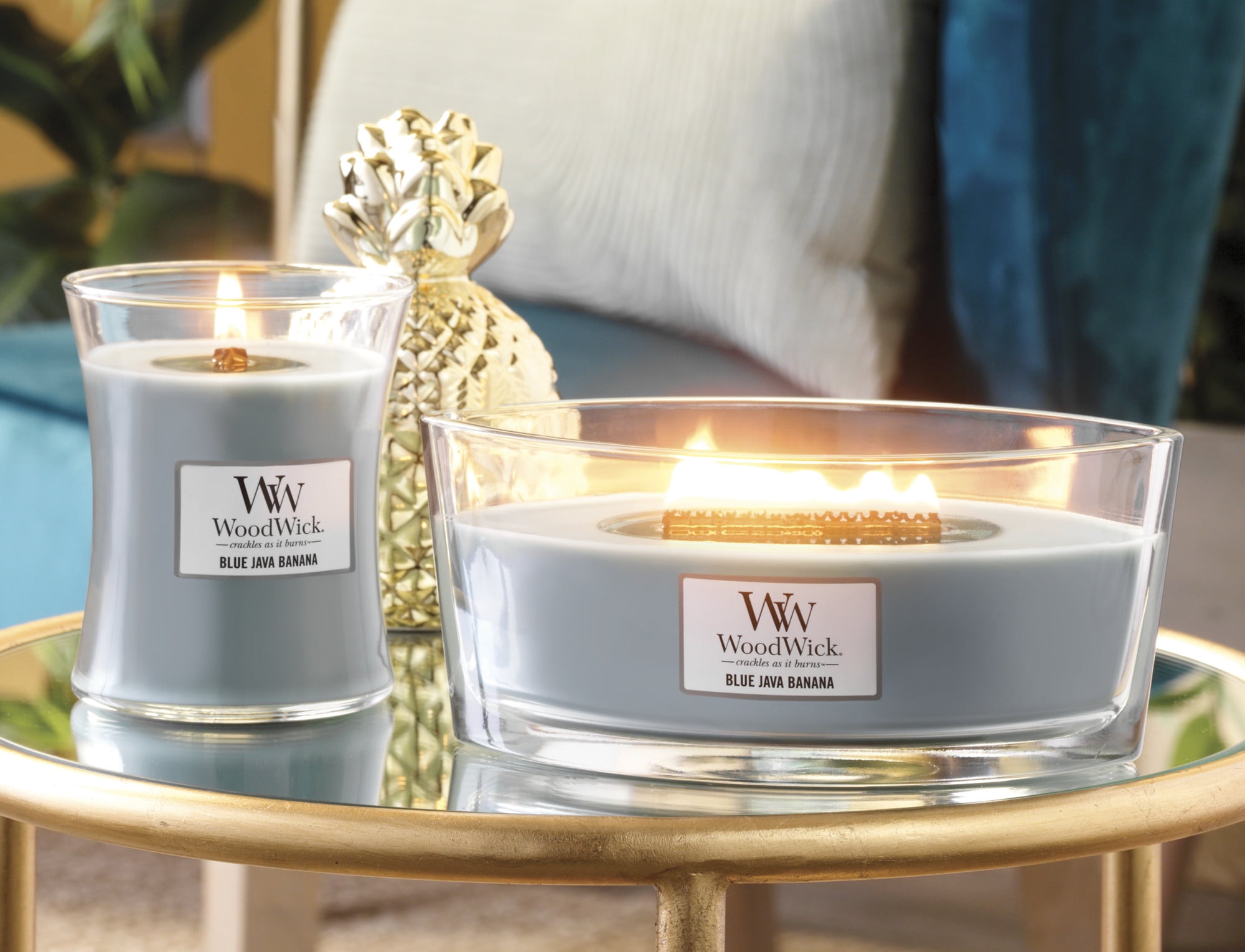 WoodWick Fireside - Fire in the fireplace scented candle with wooden wick  and lid glass small 85 g - VMD parfumerie - drogerie