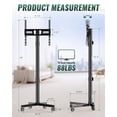 thumbnail image 3 of Mobile Rolling TV Stand on Wheels for 23-75 Inch Flat Screen TVs, Adjustable Height and Tilt Portable TV Cart with 88lbs Capacity and 400x400mm VESA Compatibility, Black, 3 of 8