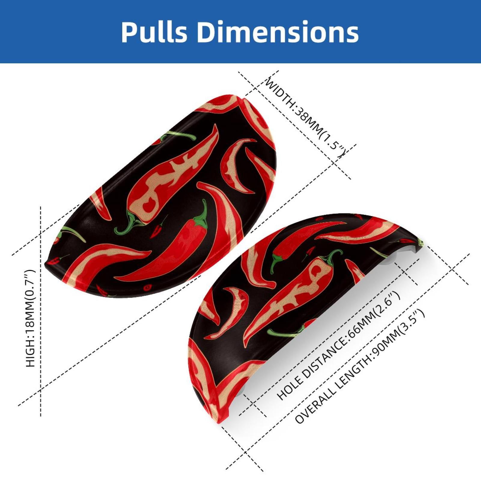 PhooArto 6 Pcs Cup Drawer Pulls, Red Chili Peppers Patterns Shell Shape Handles Cabinet Knobs for Dresser Cupboard Closet Wardrobe with Screws