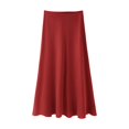 thumbnail image 4 of HH TRAF Falda midi texturizada de satén de seda de cintura alta versátil para mujer, elegante falda larga de cintura elástica para la calle, 4 of 4