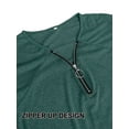 thumbnail image 5 of Gustave Womens Sexy Deep V Neck Tops Summer Short Sleeve Zipper Blouse Loose Casual Solid T Shirts Tunic "Green, XL", 5 of 8