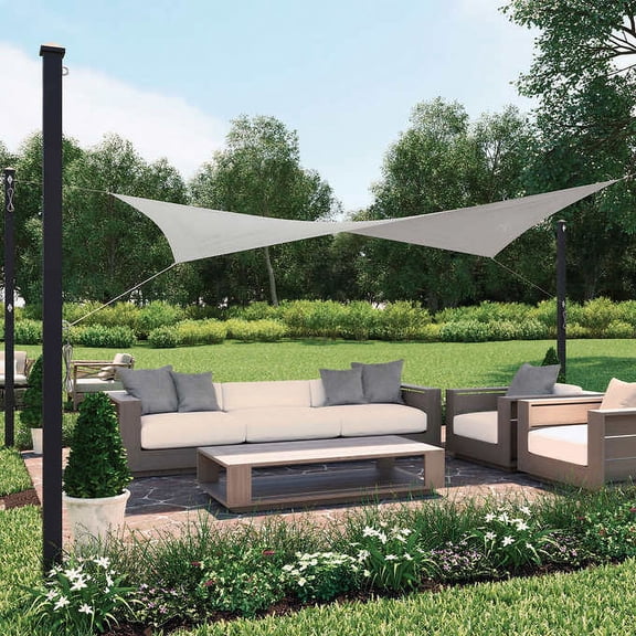 Coolaroo Ready-To-Hang Shade Sail Rectangle, Stone 13' x 7'