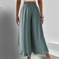thumbnail image 7 of Besolor Women's Chiffon Wide Leg Palazzo Pants High Elastic Waist Casual Flowy Layered Boho Business Trousers, 7 of 7