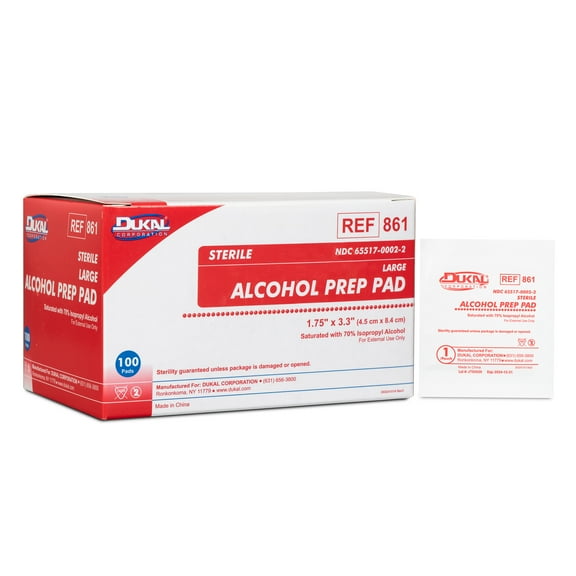 Dukal Sterile Alcohol Pads, Box of 100