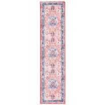 SAFAVIEH Riviera Vasil Medallion Polyester Machine Washable Runner Rug, Navy/Red, 2'2" x 9'