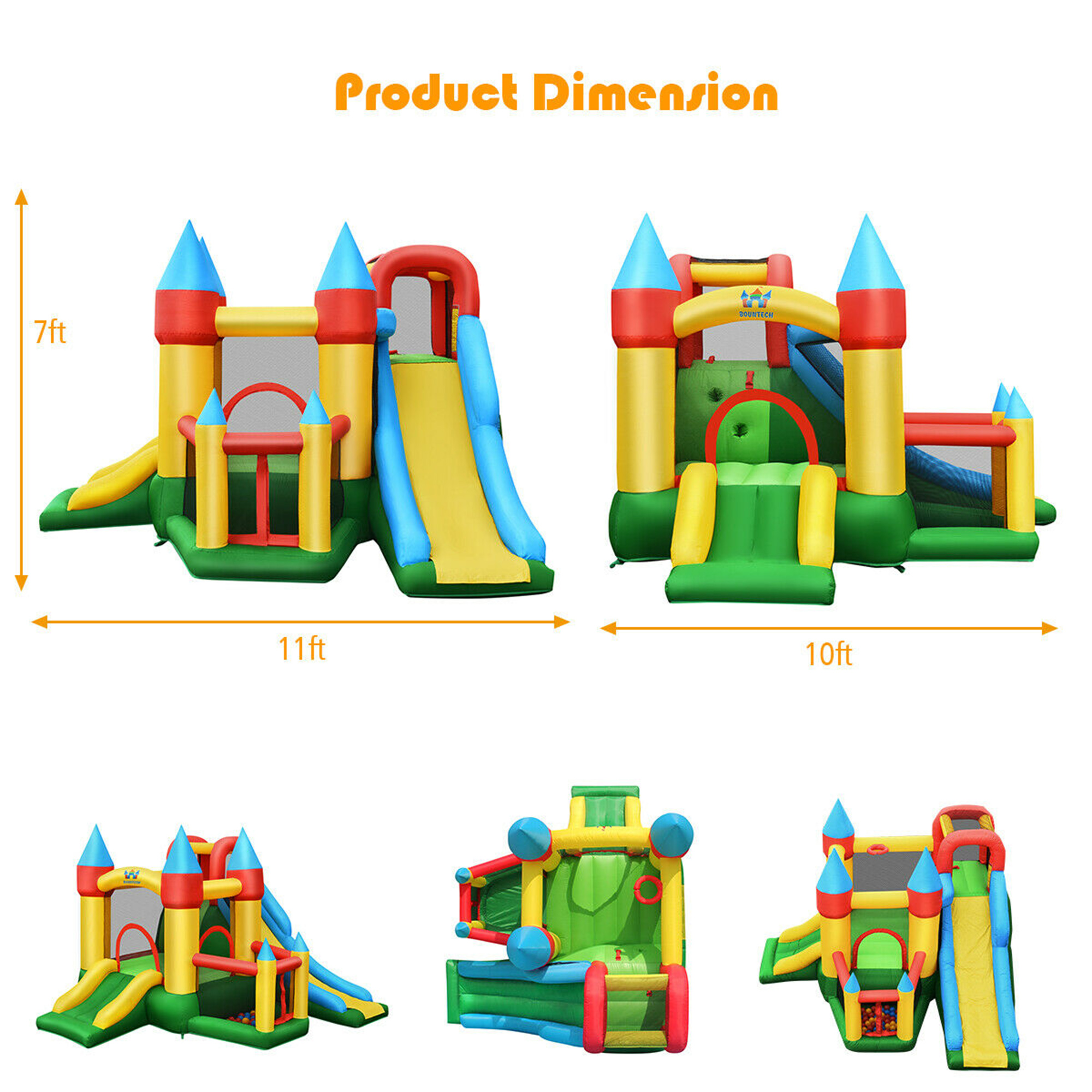 Gymax Kids Inflatable Bounce House Jumping Dual Slide Bouncer Castle W/ 780W Blower - image 2 of 10