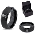 thumbnail image 4 of Tungsten Skull and Cross Bone Heart Emoji Eyes Band Ring 8mm Men Women Comfort Fit Black Beveled Edge Brushed Polished, 4 of 4