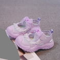 thumbnail image 5 of Xfvqtps Kids Girls Mesh Sneakers Closed Toe Cutout Breathable Hook and Loop Lace Bow Soft Sole Flats Summer Walking Shoes, 5 of 9