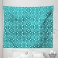 thumbnail image 1 of Persian Tapestry, Moroccan Geometrical Style Illustration with Oriental Floral Swirl Details, Fabric Wall Hanging Decor for Bedroom Living Room Dorm, 5 Sizes, Teal White, by Ambesonne, 1 of 1