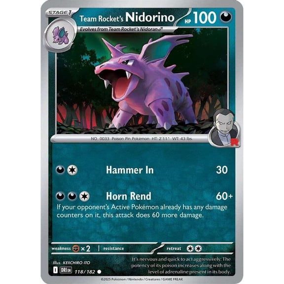 Pokemon Destined Rivals Common Team Rocket's Nidorino #118