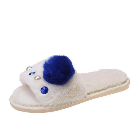 

uikmnh Women Slippers Bulb Shoes Hair Women s Casual Outdoor Breathable Slippers Color Women s Slipper Blue 10