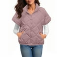 thumbnail image 4 of Womens Quilted Vest Stand-up Collar Sleeveless Gilet Winter Lightweight Casual Loose Jacket Cardigan Outerwear with Pockets, 4 of 8