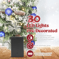 thumbnail image 6 of 2 Pack 30 inch Prelit Outdoor Pathway Christmas Tree with LED Lights, Battery Operated Snow Flocked Christmas Tree with Pine Needles Cones Balls & Berries, Frosted Urn Filler for Porch Yard Decor, 6 of 10
