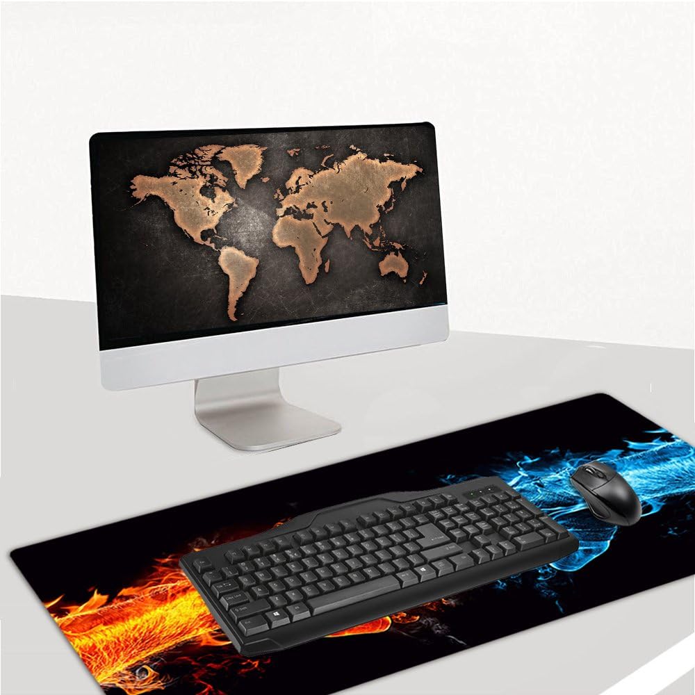 Large Gaming Mouse Pad XXL Extended Mat Desk Pad Mousepad Long Non-Slip Rubber Mice Pads Stitched Edges 35.4"x15.7" (011quantou)
