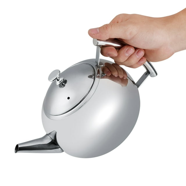 Tea Kettle, 2L Capacity 201 Stainless Steel Teapot Mirror Polished Coffee Pot Water Kettle with Removable Infuser Filter for Restaurants, Conference Rooms, Living Room Silver