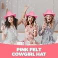 thumbnail image 2 of Bedwina Pink Cowgirl Hat - Felt Cowboy Hat with White Trim and Adjustable Neck-String, Fits Most Women and Teen Girls for Bachelorette, Play Costume Accessories, Themed Party or Dress-Up, 2 of 8