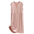 thumbnail image 2 of Lixiuxyad Women's Summer Sleeveless Loose Fit Swing Dress Button Down V Neck Casual Home Nightgown Womens Nightwear One Size, 2 of 4