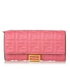 Pre-Owned Authenticated Fendi Zucca Wallet on Chain Nappa Leather Pink