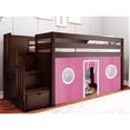 thumbnail image 2 of JACKPOT Solid Wood Low Loft Twin Bed with Stairway and Tent in Cherry/Pink/White, 2 of 6