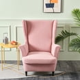 thumbnail image 3 of Eurhowing Stretch Wingback Chair Slipcover, 2-Piece Jacquard Armchair Cover with Cushion Cover, Washable Non-Slip Wingchair Protector for Living Room Bedroom, Pink, 3 of 8