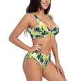 thumbnail image 2 of Kdxio Lilies Flowers Print Women's 2 Piece High Waisted Wrap Spaghetti Strap Summer Swimsuit Bikini Set-Small, 2 of 7
