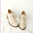 thumbnail image 2 of SACFOF Women's Lace Up Pump Oxfords Brogues Wingtip Round Toe Chunky Platform Block Heel Vintage Dress Shoes, 2 of 6