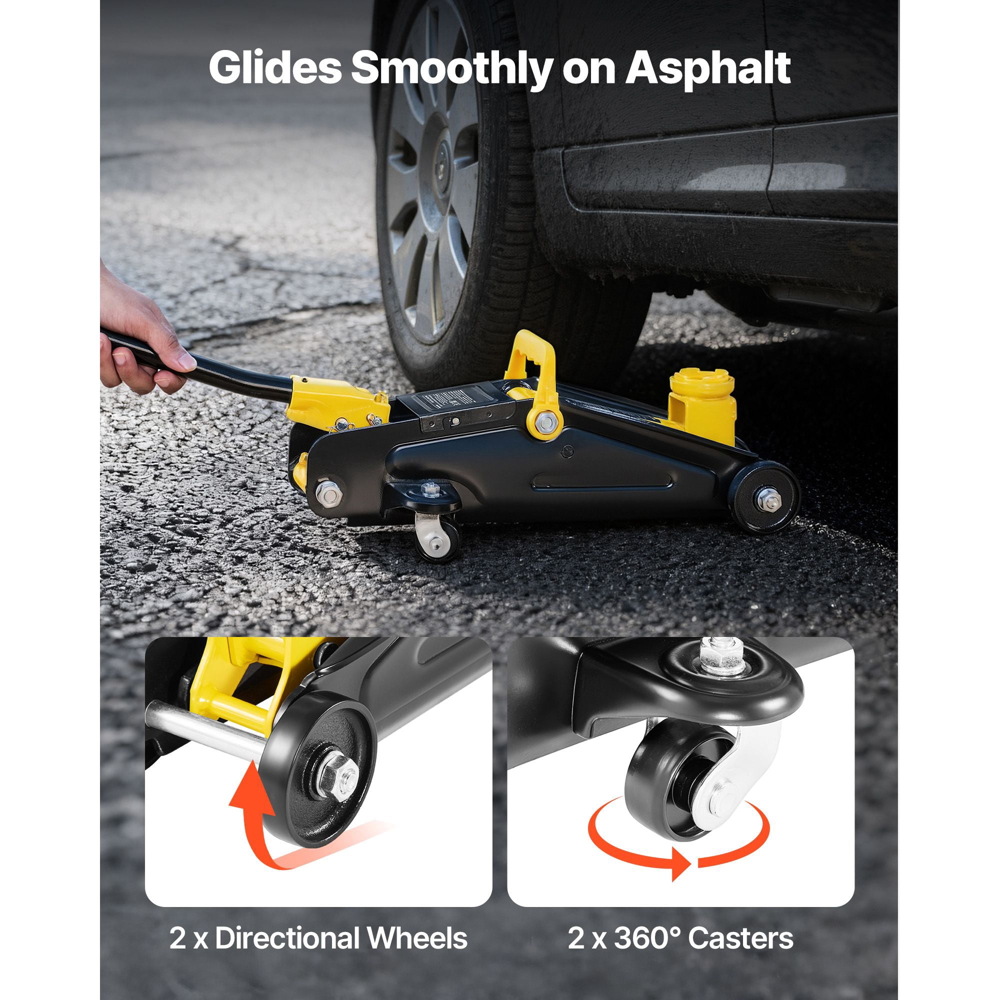 Professional 2-Ton Low Profile Racing Floor Jack&Stands Set, Quick Lift Hydraulic Trolley for Compact SUVs&Sports Cars