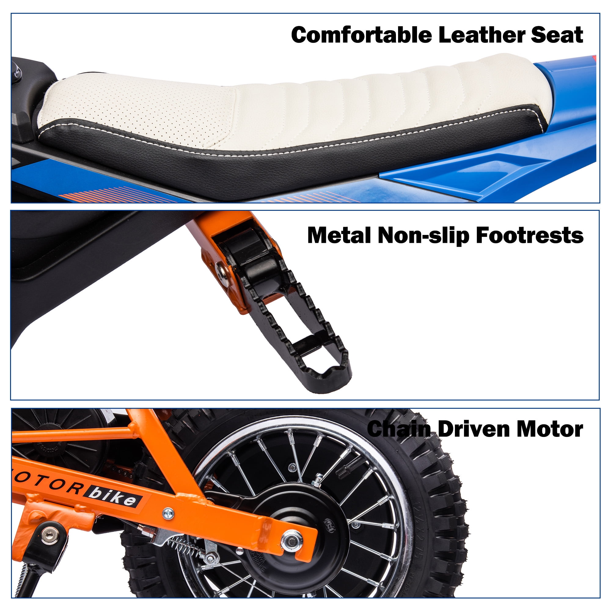 NEECHIPRO Electric Dirt Bike, 24V Electric Motorcycle Ride on Bicycle for Teens 13+,250W 13mph Max Speed,Blue