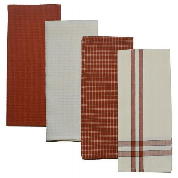 Variety Kitchen Towel, Terra Cotta & Cream - Set of 4