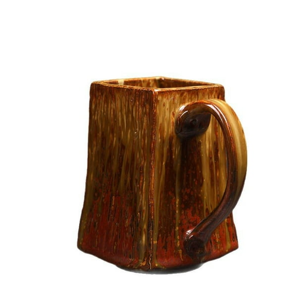 Taza de café cuadrada de cerámica hecha a mano de 500 ml con esmalte único