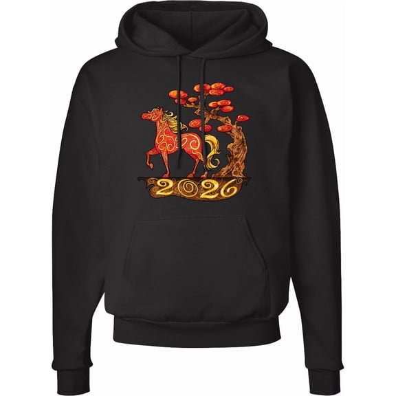 Inktastic 2026 Year of the Horse Happy New Year's Adult Hoodie Sweatshirt