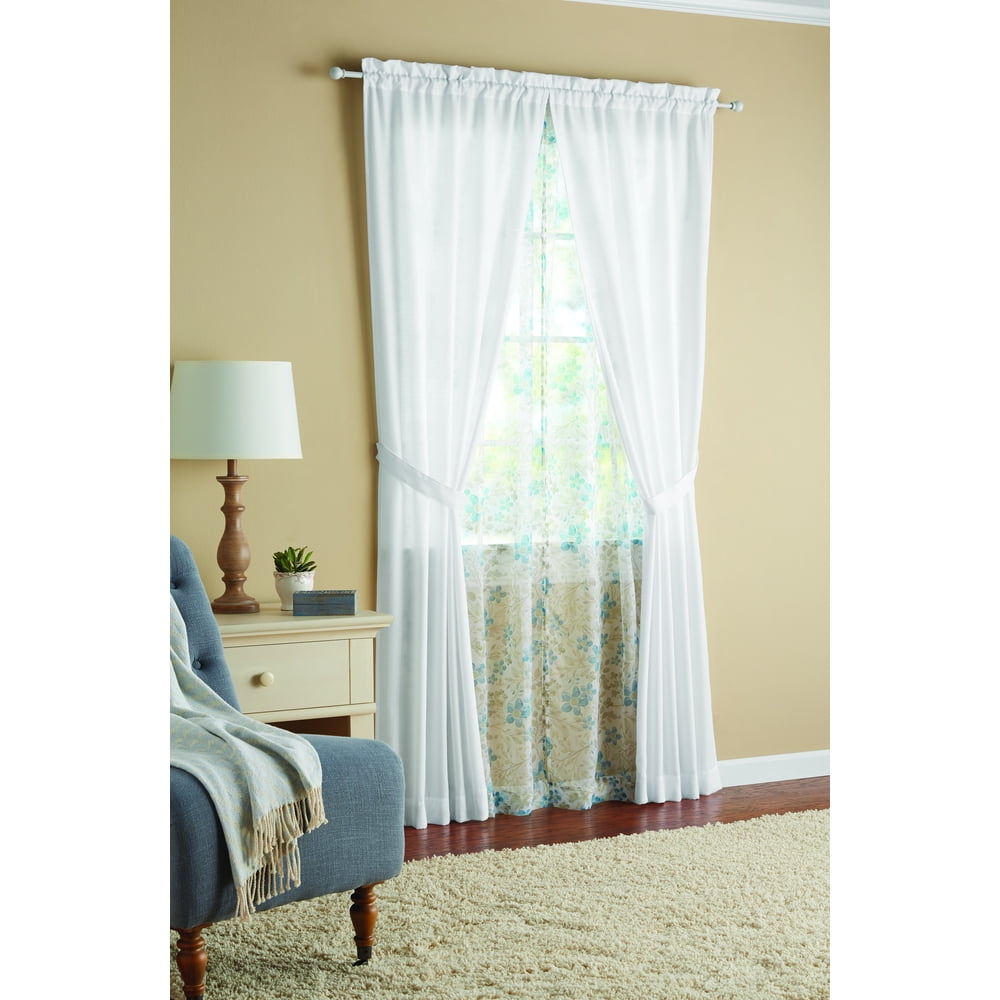 Mainstays 6 piece Curtain Set, 2 Panels with 2 Sheers and 2 tiebacks