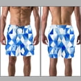 thumbnail image 3 of luoweisi Men's Beach Shorts Quick Dry Swim Trunks with Mesh Lining Blue and White Geometry S, 3 of 5