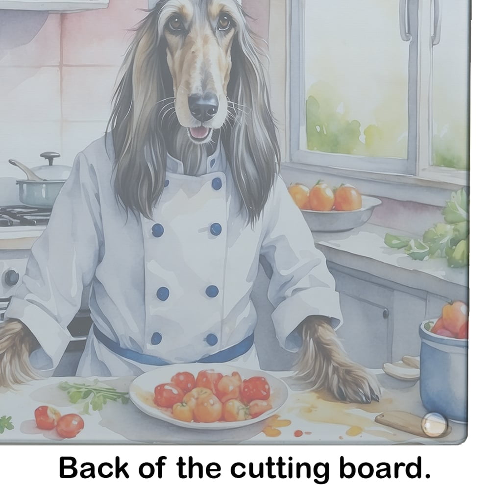 Afghan Hound The Chef Glass Cutting Board 12 in x 15 in