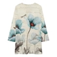 thumbnail image 3 of Fall Farm Teal Flower Oil Painting Art Loose Dress Evening Dress Summer Dresses for Women Luxury Dress Long Sleeved Dress, 3 of 4