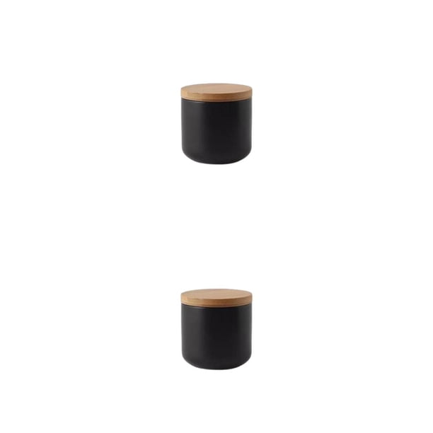 Bewildely Tarro de almacenamiento de cerámica multifuncional, amplia aplicación, antideslizante, práctico y duradero, negro, pequeño negro pequeño 2Conjunto