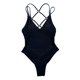 thumbnail image 1 of Trajes de baño de una pieza para mujer, bañador con copas acolchadas, sin espalda y escote en V, estilo halter. M, 1 of 8