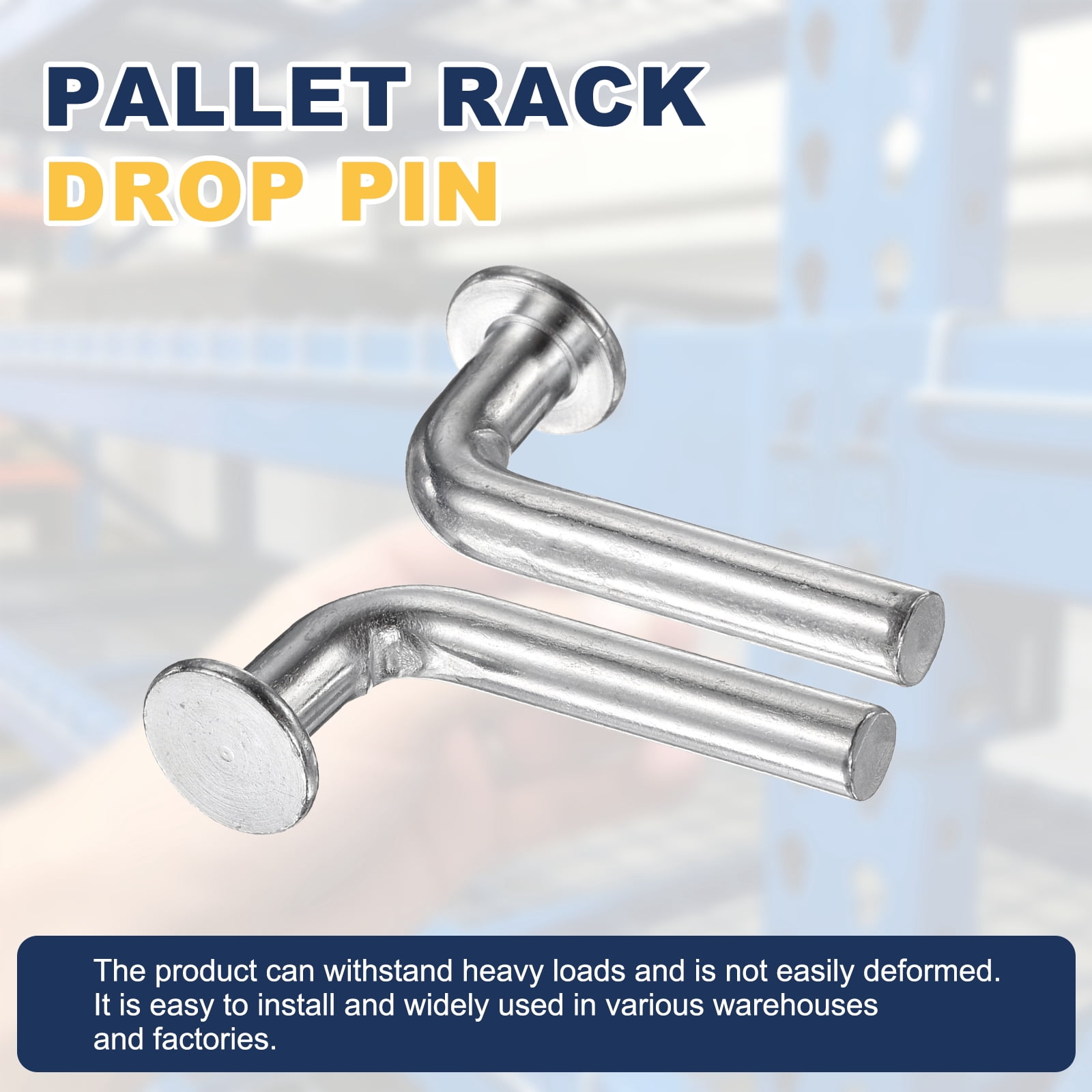 Uxcell 100 Pack Pallet Rack Drop Pin, 1.38 x 0.27 Inch Pallet Rack Safety Bolt Round Head J Bolt Universal Pins for Warehouse Racks and Shelving Units