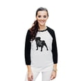 thumbnail image 2 of Thread Tank Pug Dog Silhouette Unisex 3/4 Sleeves Baseball Raglan White Black Medium, 2 of 4