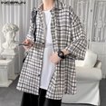 thumbnail image 4 of INCERUN Tops 2024 estilo coreano moda para hombres diseño de cuadros camisas casuales ropa de calle blusa suelta de media manga para hombre S-5XL, 4 of 5